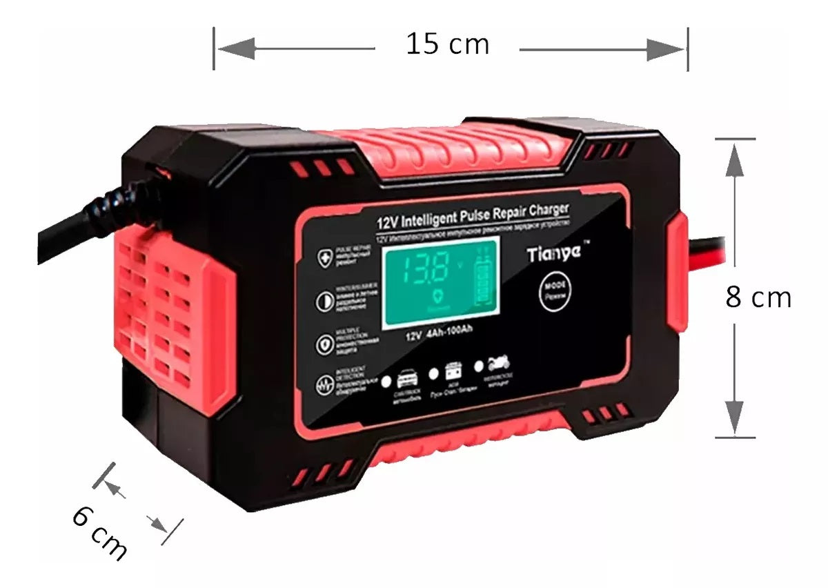 🔋 Cargador Inteligente para Baterías 12V – Con Función de Reparación y Tester Integrado