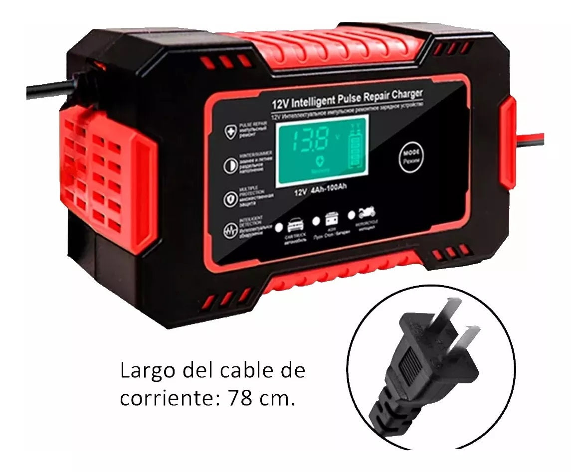 🔋 Cargador Inteligente para Baterías 12V – Con Función de Reparación y Tester Integrado