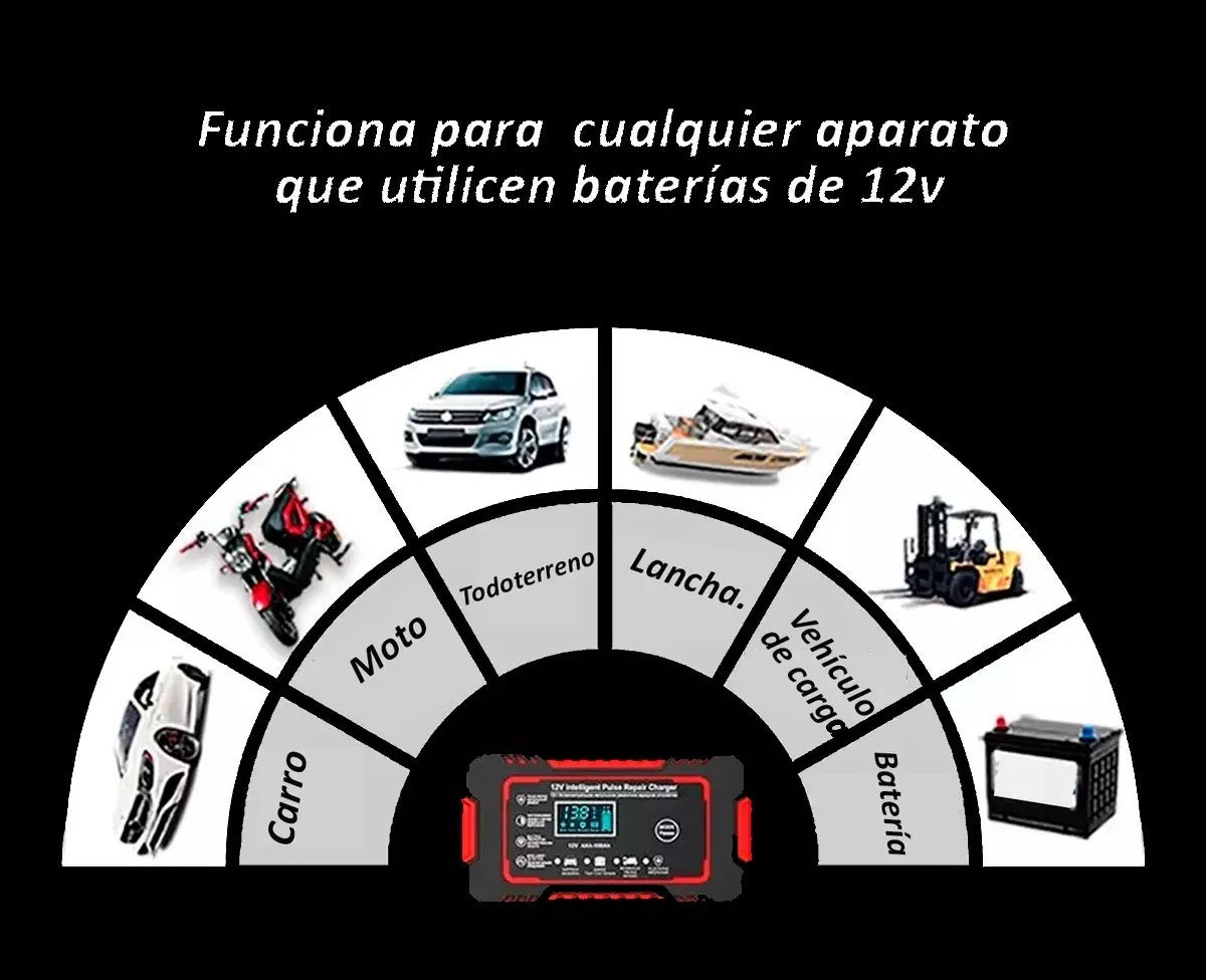 🔋 Cargador Inteligente para Baterías 12V – Con Función de Reparación y Tester Integrado