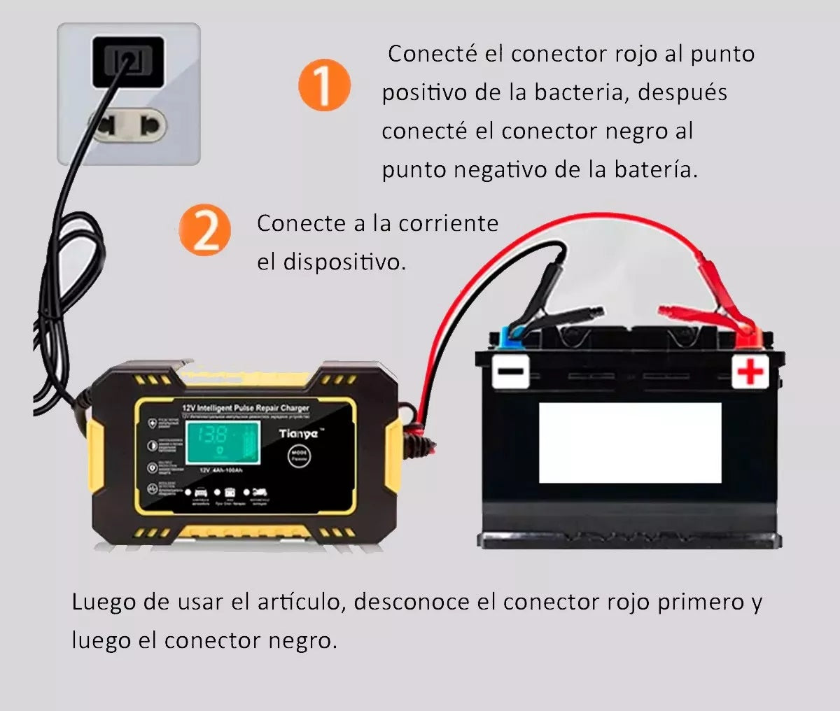 🔋 Cargador Inteligente para Baterías 12V – Con Función de Reparación y Tester Integrado